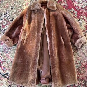 Luxurious Brown Faux Fur Coat